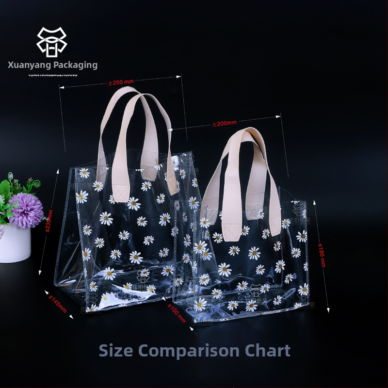 Tarpvalstybinis ramunėlių permatomas PVC krepšys dovanų maišelis plastikinis saldainių dovanų maišelis pamergių atidarymo dovanų maišelis