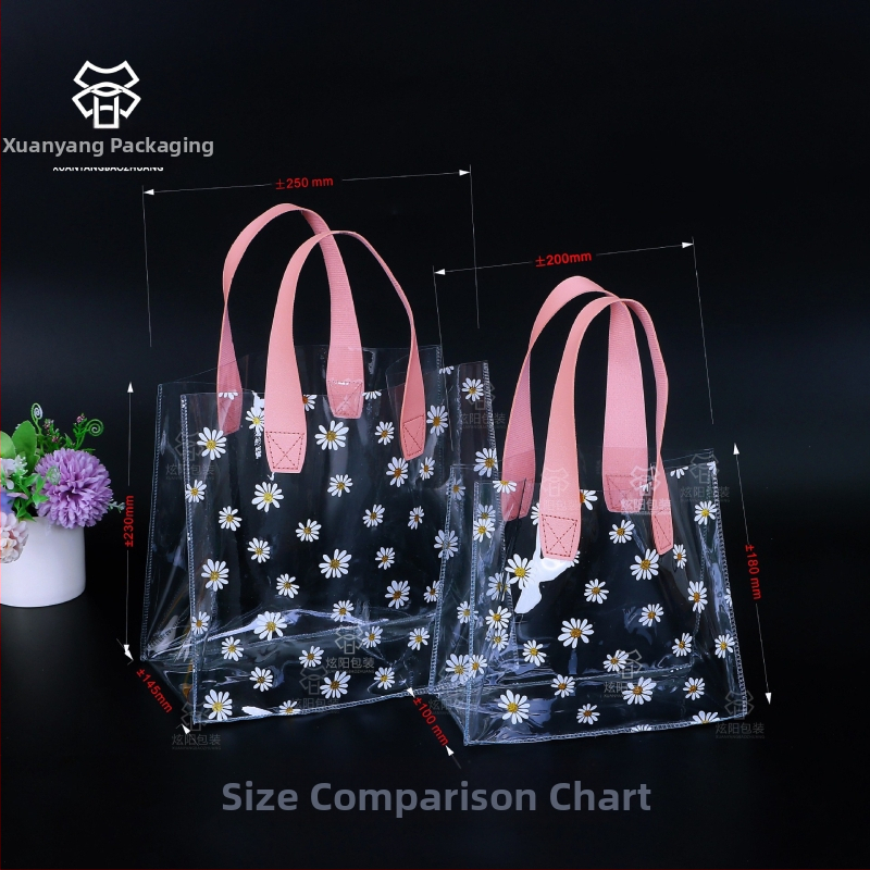 Tarpvalstybinis ramunėlių permatomas PVC krepšys dovanų maišelis plastikinis saldainių dovanų maišelis pamergių atidarymo dovanų maišelis