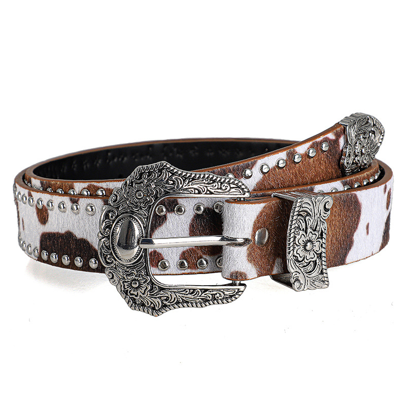 Curea nouă cu mărgele și nituri și imprimeu leopard, curea elegantă din trei piese cu diamante strălucitoare și blugi, curea personalizată sculptată