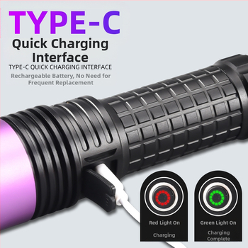 60W υψηλής ισχύος μωβ φως φακός UV μαύρο καθρέφτη μωβ φως χονδρικής κοσμήματα φθορισμού αντι-παραποίησης λάδι ανίχνευσης λεκέδων 365Nm