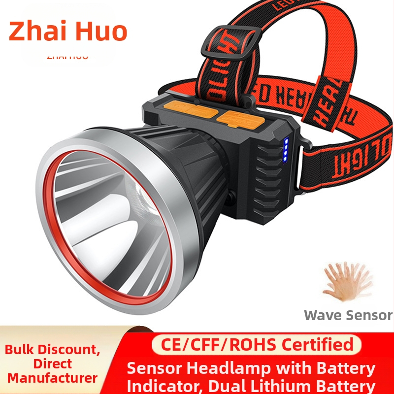 LED jutiklio priekinis žibintas, stiprus apšvietimas, lauko įkraunamas žvejybos žibintas, ant galvos tvirtinamas kalnakasių žibintas, nešiojamas ir įkraunamas