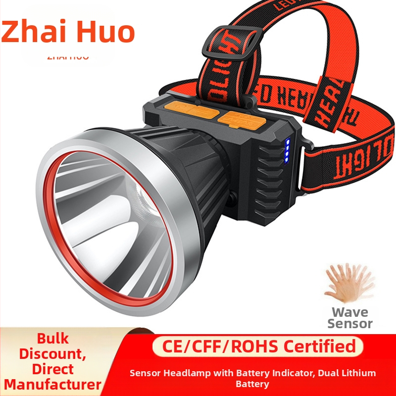 LED jutiklio priekinis žibintas, stiprus apšvietimas, lauko įkraunamas žvejybos žibintas, ant galvos tvirtinamas kalnakasių žibintas, nešiojamas ir įkraunamas
