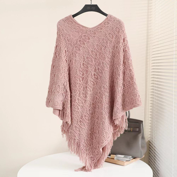Pavasario rudens žiemos madingas kutais puoštas apsiaustas-skara megztinis-paltas moteriškas megztinis laisvas tuščiaviduris Betmeno megztinis megztinis
