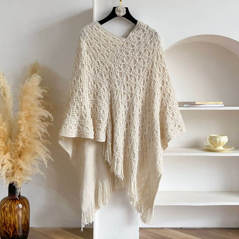 Pavasario rudens žiemos madingas kutais puoštas apsiaustas-skara megztinis-paltas moteriškas megztinis laisvas tuščiaviduris Betmeno megztinis megztinis