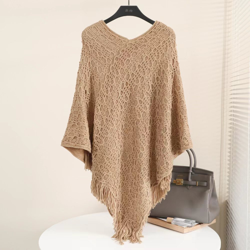 Pavasario rudens žiemos madingas kutais puoštas apsiaustas-skara megztinis-paltas moteriškas megztinis laisvas tuščiaviduris Betmeno megztinis megztinis