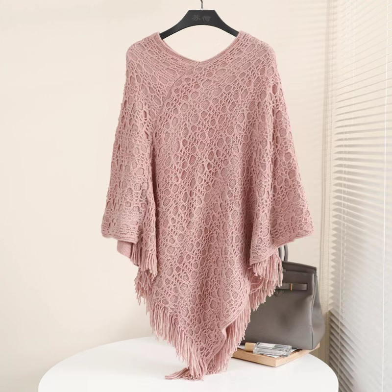 Pavasario rudens žiemos madingas kutais puoštas apsiaustas-skara megztinis-paltas moteriškas megztinis laisvas tuščiaviduris Betmeno megztinis megztinis