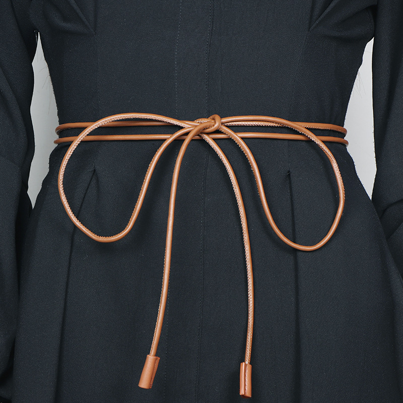 Uus naiste vöö õhuke vöökoht koos kleitmantli vöökohaga, sõlmitud pael, moodne dekoratiivne väike vöö, trendikas õhuke