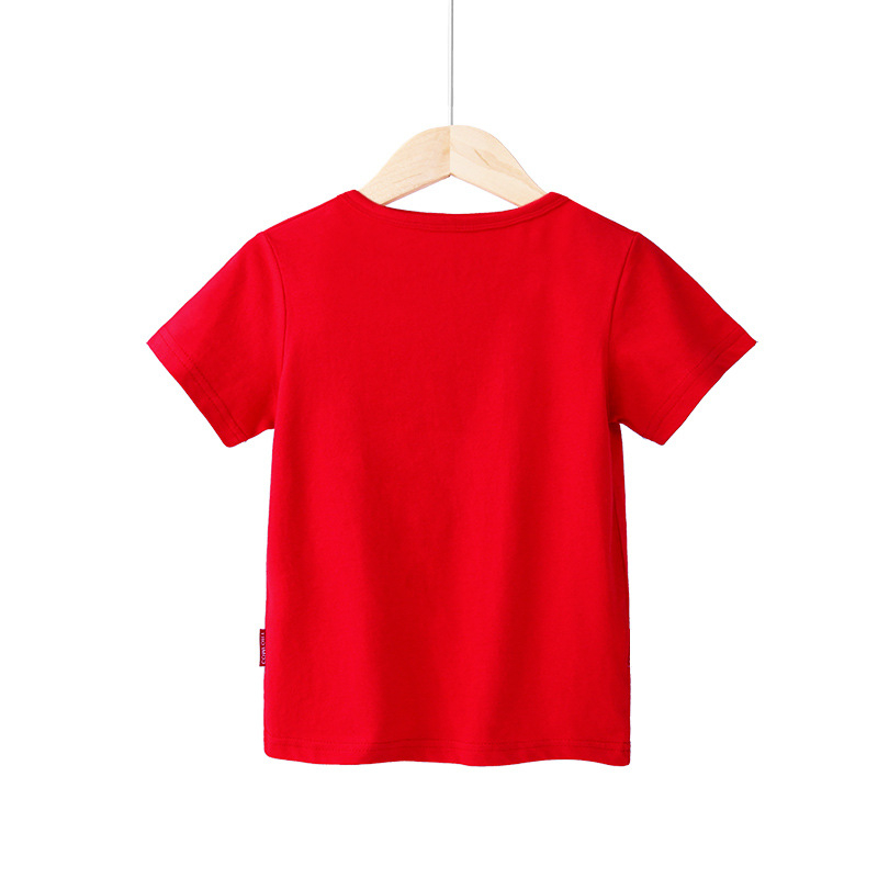 Rahvuspäeva laste esinemiskostüümid, algkooli spordikohtumiste esinemisriided, poiste punased lühikeste varrukatega T-särgid, puhas puuvill, tüdrukute