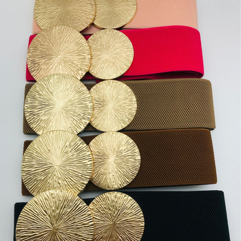 Moebrändi Euroopa ja Ameerika stiilis naiste vööga dekoratiivne mantel elastse vöökohaga, tihe metallist ümmargune pandla ja laia vöökohaga pitser