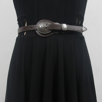 Etnilise stiiliga naiste vööga dekoratiivne teksaseelik retro õhuke must vöö õhuke sobitatud seelik boheemlaslik nahkmood