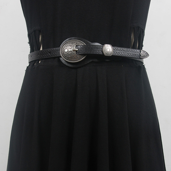 Etnilise stiiliga naiste vööga dekoratiivne teksaseelik retro õhuke must vöö õhuke sobitatud seelik boheemlaslik nahkmood