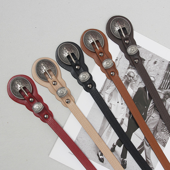 Etnilise stiiliga naiste vööga dekoratiivne teksaseelik retro õhuke must vöö õhuke sobitatud seelik boheemlaslik nahkmood