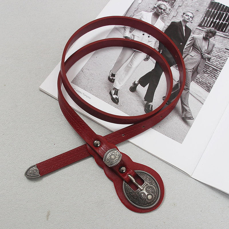 Etnilise stiiliga naiste vööga dekoratiivne teksaseelik retro õhuke must vöö õhuke sobitatud seelik boheemlaslik nahkmood