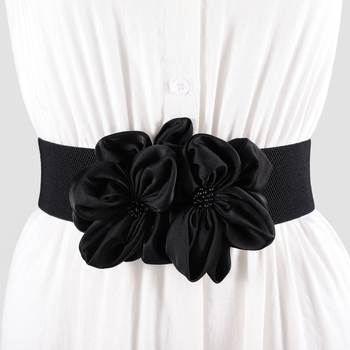 Naiste moodne lilleline dekoratiivne kleit vöökohaga seeliku vöö must universaalne lips elastne vöökate