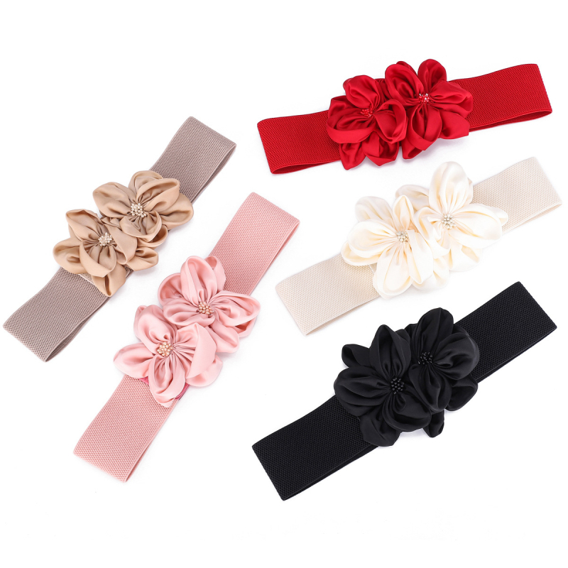 Naiste moodne lilleline dekoratiivne kleit vöökohaga seeliku vöö must universaalne lips elastne vöökate