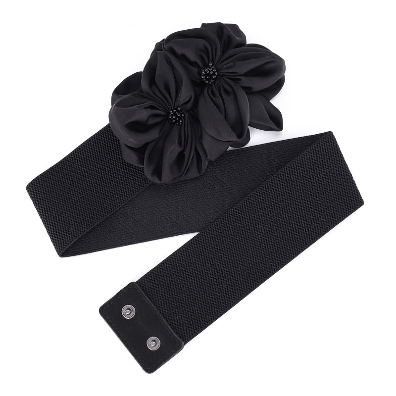 Naiste moodne lilleline dekoratiivne kleit vöökohaga seeliku vöö must universaalne lips elastne vöökate