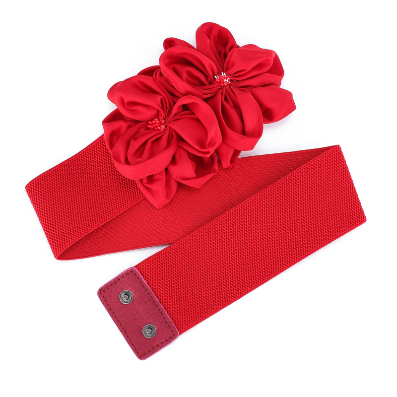 Naiste moodne lilleline dekoratiivne kleit vöökohaga seeliku vöö must universaalne lips elastne vöökate