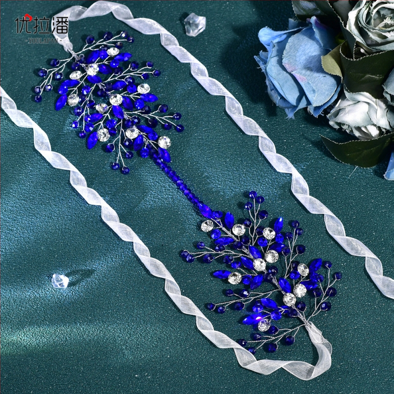 Svadobné šaty Yulapan SH804 s francúzskym vzorom, lemovaním v páse a krištáľovo-kamienkovými korálkami, striekajúcimi listami, banketným opaskom