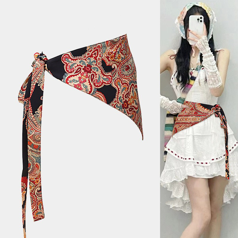 Moodne universaalne uus hiina boheemlaslikus etnilises stiilis kolmnurkne rätik paeltega naiste dekoratiivne vöökoht Spice Girl peerukardin