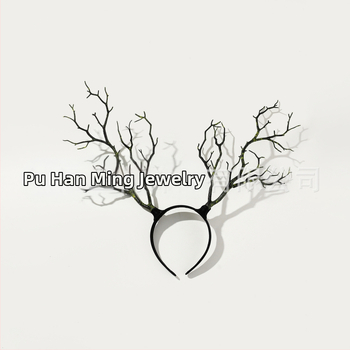 Vanikuga liialdatud lillepeapael jõulusarvedega juukseaksessuaarid suure oksaga lihtsast kangast peakatted halloweeni aksessuaarid