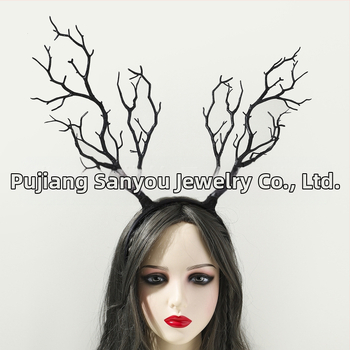 Γιρλάντα με υπερβολικά λουλούδια, χριστουγεννιάτικα κέρατα, αξεσουάρ μαλλιών, μεγάλο κλαδί, απλό ύφασμα, καλύμματα κεφαλής, αξεσουάρ για το Halloween