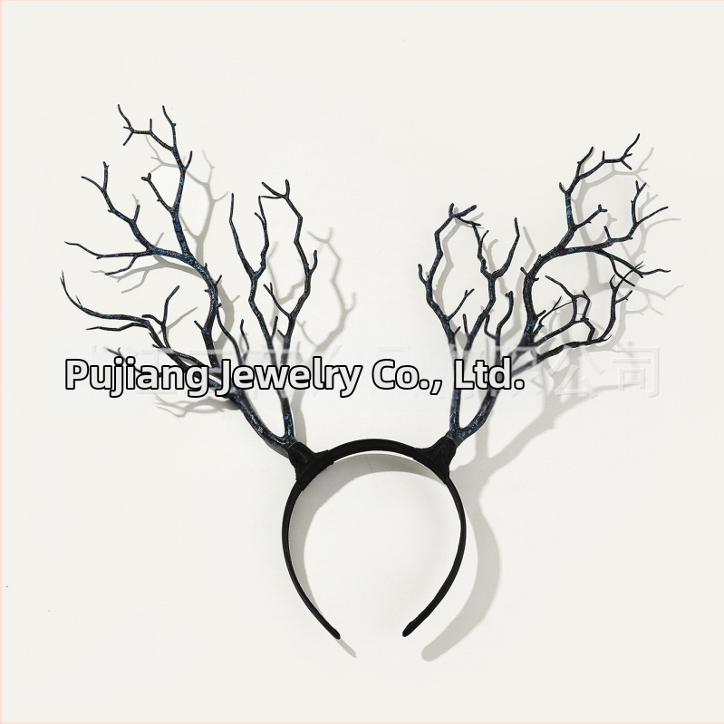 Vanikuga liialdatud lillepeapael jõulusarvedega juukseaksessuaarid suure oksaga lihtsast kangast peakatted halloweeni aksessuaarid