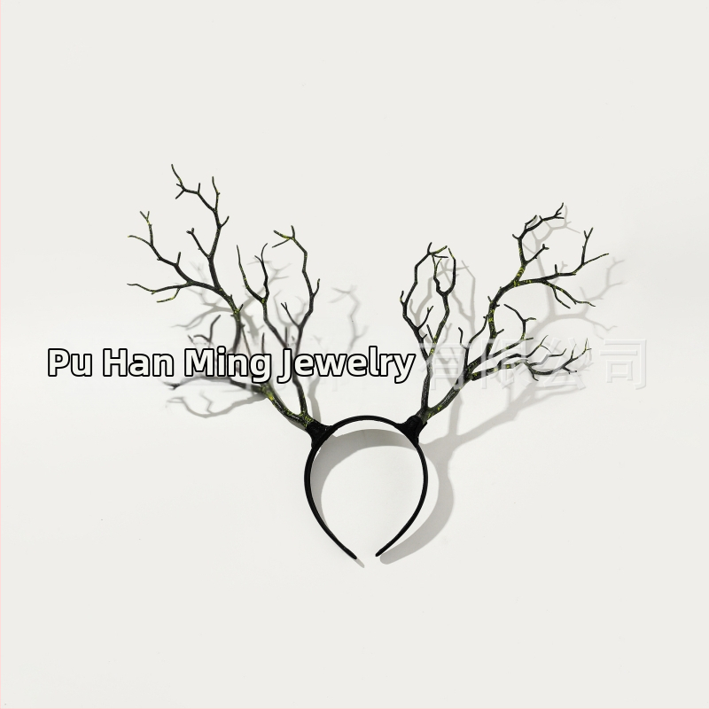 Vanikuga liialdatud lillepeapael jõulusarvedega juukseaksessuaarid suure oksaga lihtsast kangast peakatted halloweeni aksessuaarid