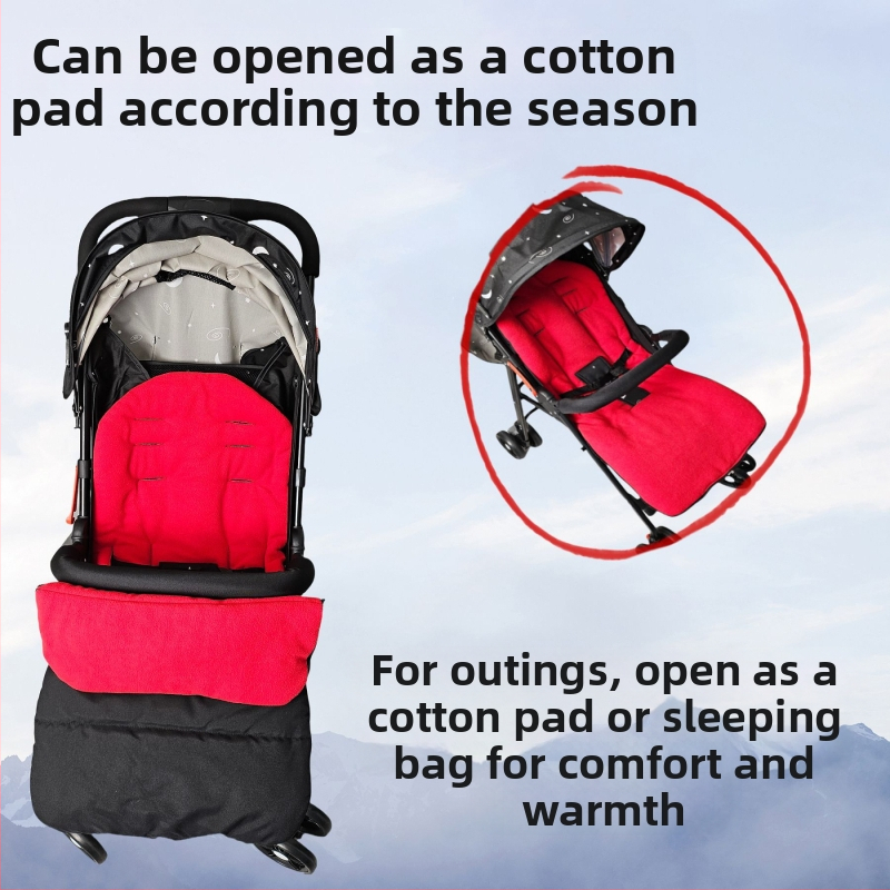 Калъф за крачета за количка, спален чувал за количка, памучна подложка за бебешка количка, ветроустойчив калъф, зимна удебелена топла възглавница за седалка