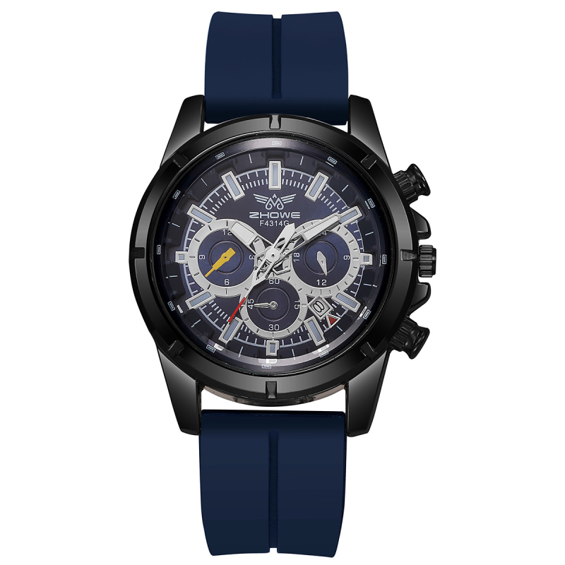 Cezhraničný zahraničný obchod Nové športové a voľnočasové módne veľké ciferníkové kalendárové gravírované sviatočné trojoké pánske quartzové hodinky pripravené na predaj