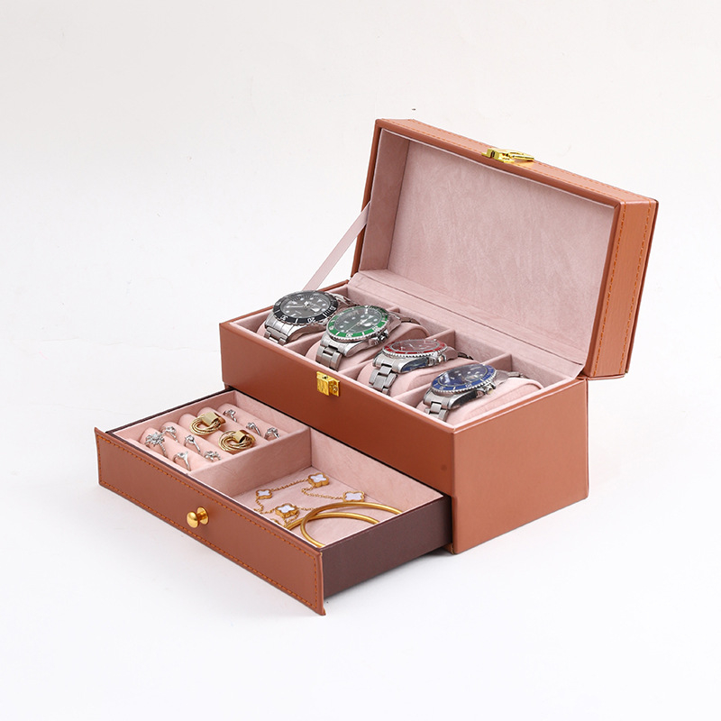 Tarpvalstybinė laikrodžių dėžutė, didmeninė prekyba anglies pluošto PU odos laikrodžių dėžute, 4 dvigubų laikrodžių papuošalų laikymo laikrodžių dėžutė