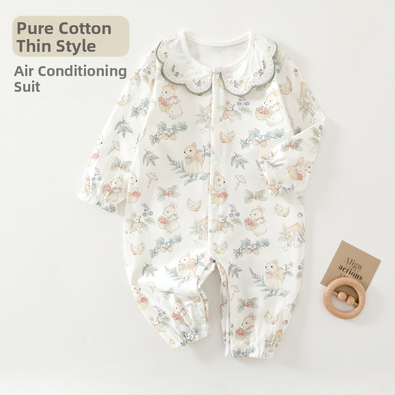 Beebiriided Pikkade varrukatega suvine beebi kombinesoon Puhas puuvillane beebi ronimisriietus Kondita Harperi konditsioneeriga riided Hingavad