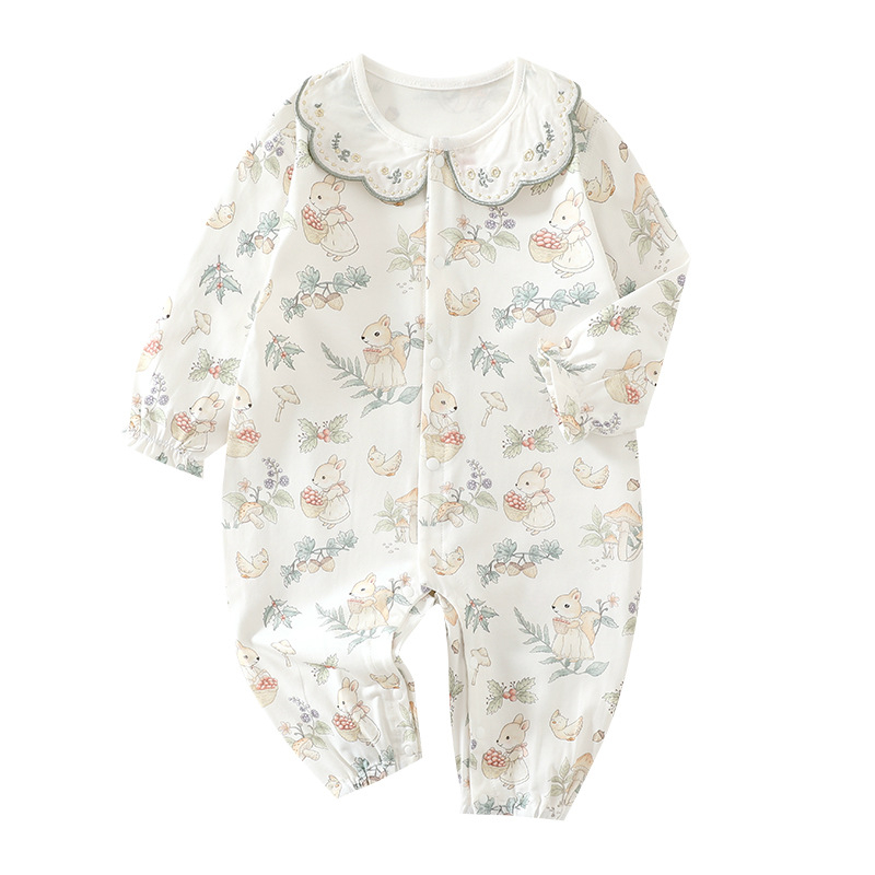 Beebiriided Pikkade varrukatega suvine beebi kombinesoon Puhas puuvillane beebi ronimisriietus Kondita Harperi konditsioneeriga riided Hingavad