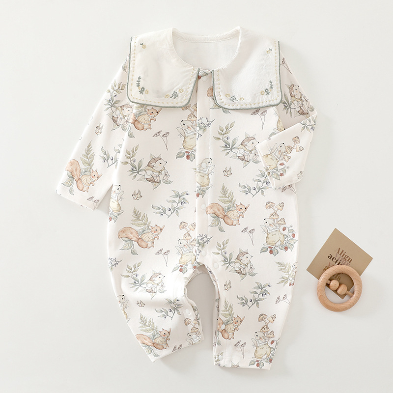 Beebiriided Pikkade varrukatega suvine beebi kombinesoon Puhas puuvillane beebi ronimisriietus Kondita Harperi konditsioneeriga riided Hingavad