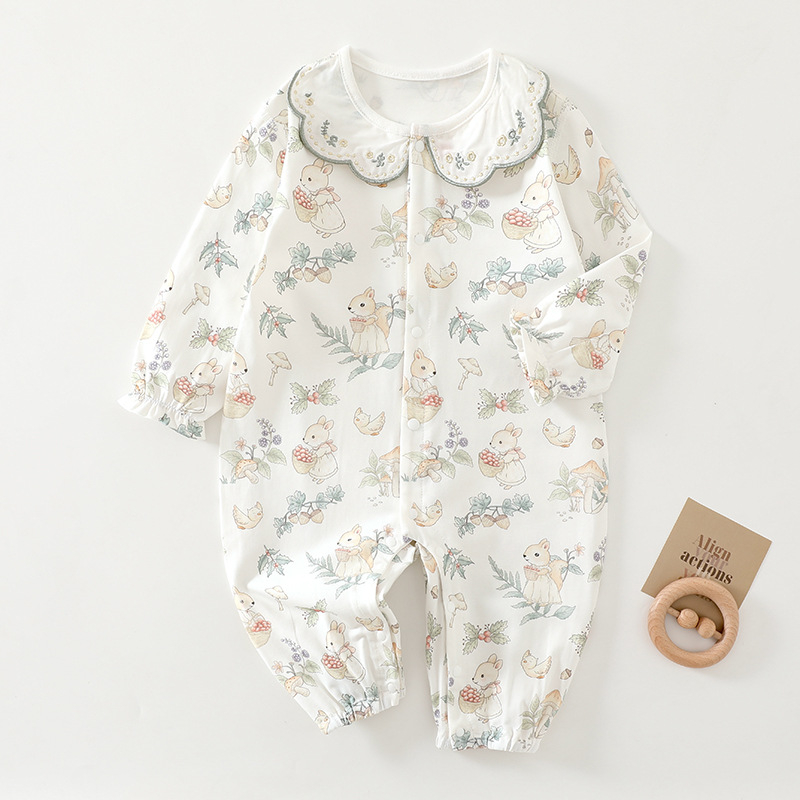 Beebiriided Pikkade varrukatega suvine beebi kombinesoon Puhas puuvillane beebi ronimisriietus Kondita Harperi konditsioneeriga riided Hingavad