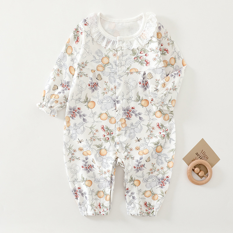 Beebiriided Pikkade varrukatega suvine beebi kombinesoon Puhas puuvillane beebi ronimisriietus Kondita Harperi konditsioneeriga riided Hingavad