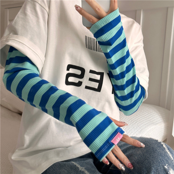 Mėlynos apsaugos nuo saulės rankovės, laisvos, vasarinės, vairavimo ir dviračių sportui skirtos, dryžuotos, nuo UV spindulių apsaugančios, dryžuotos, ledo rankovės, 2023 m., naujas stilius.