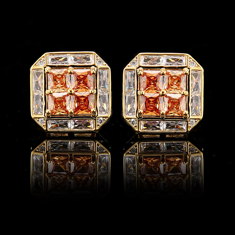 Elegantiškos kvadratinės, pilnos deimantų ir cirkonio spalvos, madingos, vyriškos, oficialios, prancūziškų marškinių, sąsagos, madingos asmenybės.