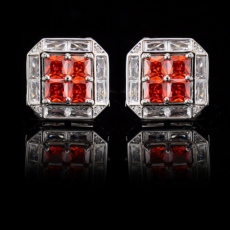 Elegantiškos kvadratinės, pilnos deimantų ir cirkonio spalvos, madingos, vyriškos, oficialios, prancūziškų marškinių, sąsagos, madingos asmenybės.