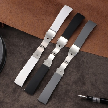 Силиконова каишка за часовник с бързо освобождаване, подходяща за Huawei Samsung, с двоен щрак, еднокомпонентна силиконова каишка за часовник 18/20/22 мм