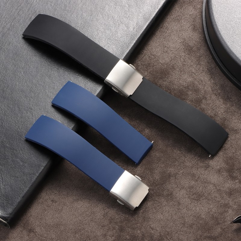 Силиконова каишка за часовник с бързо освобождаване, подходяща за Huawei Samsung, с двоен щрак, еднокомпонентна силиконова каишка за часовник 18/20/22 мм