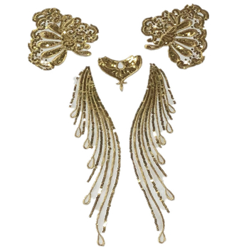 Aukso ir sidabro blizgučiais siuvinėto audinio lopas šokių drabužiams, sijonui, dekoratyviniai aksesuarai, penkių gėlių rinkinys, „pasidaryk pats“