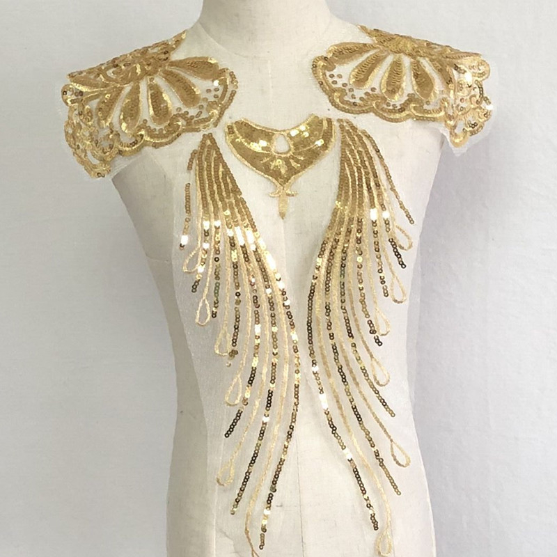 Aukso ir sidabro blizgučiais siuvinėto audinio lopas šokių drabužiams, sijonui, dekoratyviniai aksesuarai, penkių gėlių rinkinys, „pasidaryk pats“