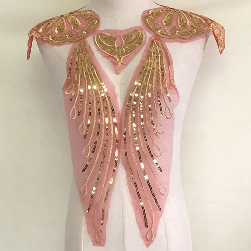 Aukso ir sidabro blizgučiais siuvinėto audinio lopas šokių drabužiams, sijonui, dekoratyviniai aksesuarai, penkių gėlių rinkinys, „pasidaryk pats“