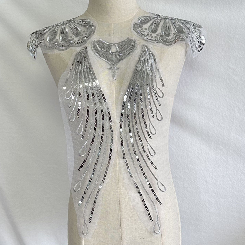 Aukso ir sidabro blizgučiais siuvinėto audinio lopas šokių drabužiams, sijonui, dekoratyviniai aksesuarai, penkių gėlių rinkinys, „pasidaryk pats“