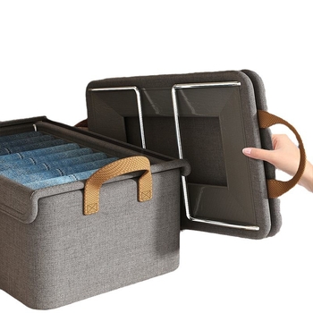 Κατιονικό κουτί αποθήκευσης με καπάκι, κουτί αποθήκευσης από ατσάλινο σκελετό, πτυσσόμενο καλάθι αποθήκευσης ρούχων από ύφασμα για ντουλάπες και ρούχα