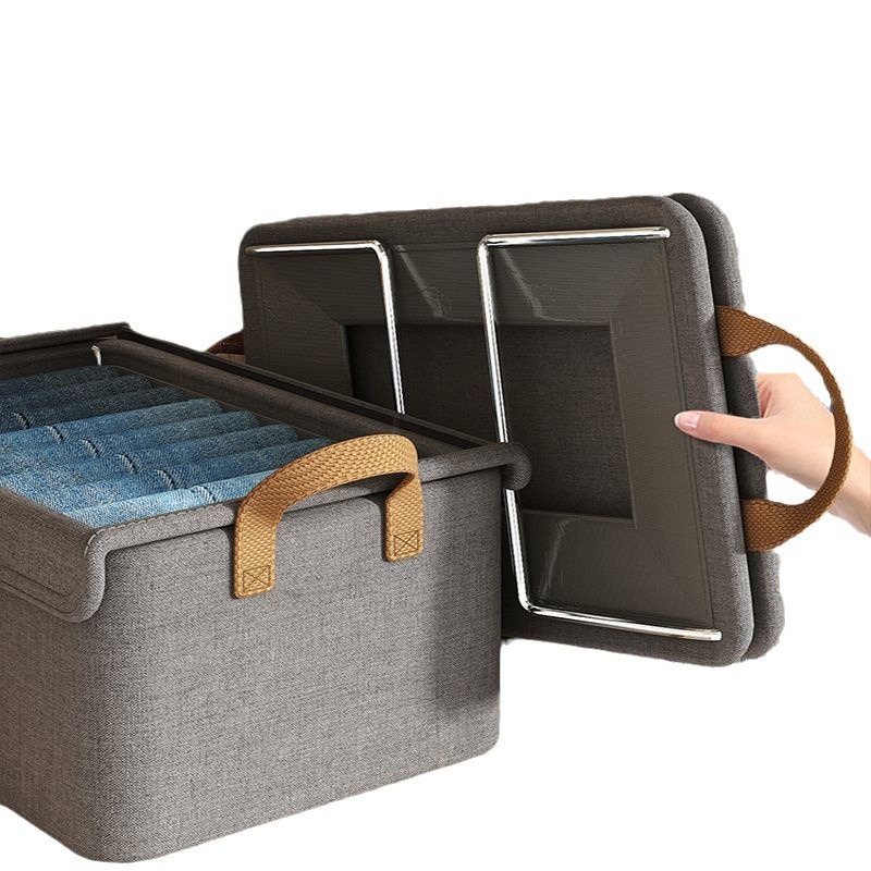 Katioonne hoiukast kaanega, terasraamiga hoiukast, kokkupandav riidekapp, kaasaskantav riidest riiete hoiukorv