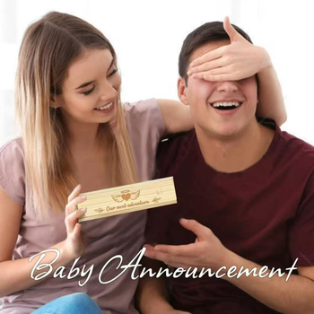 Piiriülese rasedustesti suveniirikarp, puidust käsitöö, rasedusteadete kinkekarp