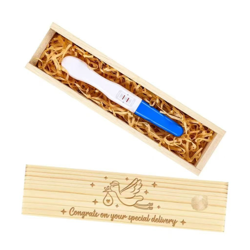 Piiriülese rasedustesti suveniirikarp, puidust käsitöö, rasedusteadete kinkekarp