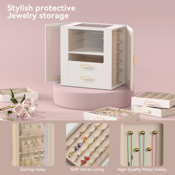 Originaalne disain ema sünnipäevakingiks, peen nahast läbipaistev ehtekarp, 6-kihiline kõrvarõngaste hoiukarp kohaletoimetamiseks