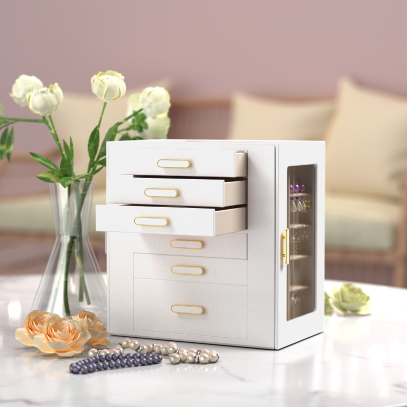 Originaalne disain ema sünnipäevakingiks, peen nahast läbipaistev ehtekarp, 6-kihiline kõrvarõngaste hoiukarp kohaletoimetamiseks